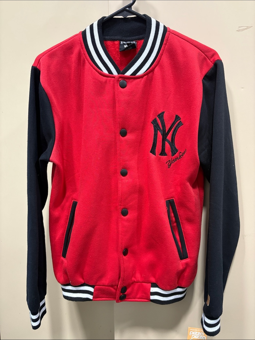 Red & Black Varsity Jacket with Embroidered NY Logo